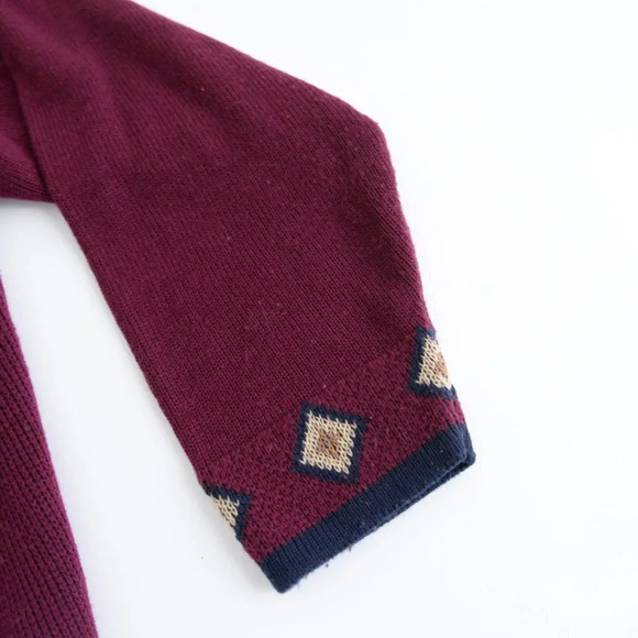 Vintage TanJay Maroon Button Up Cardigan Knit  Sweater Size Large - Picture 5 of 12